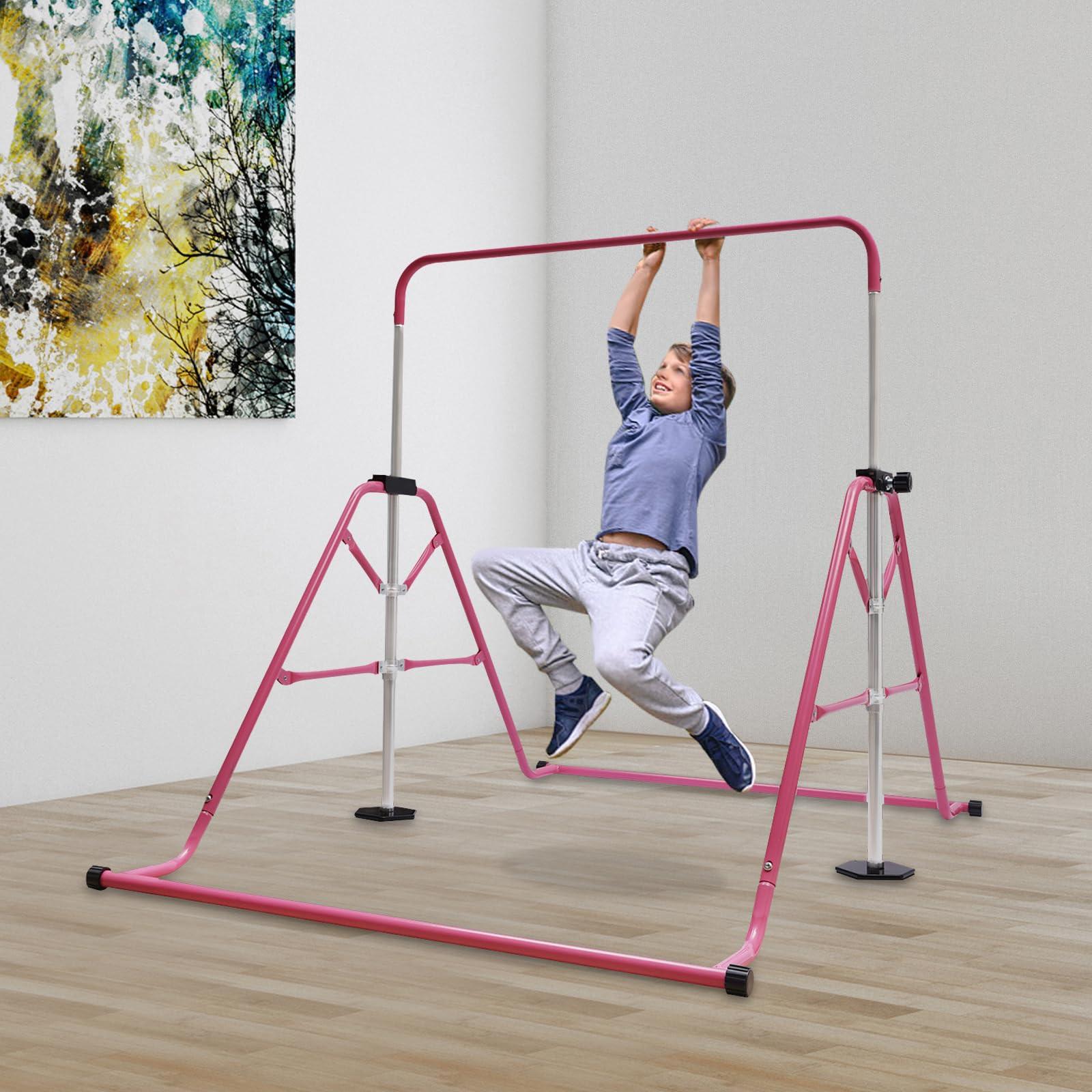 Asta da ginnastica per bambini, per ginnastica, pieghevole, barra orizzontale, regolabile, pieghevole, multifunzione, estensibile, per bambini, allenamento a casa