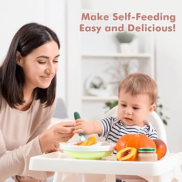 DRKIO 8 Pcs Toddler Forks Set Baby Forks with Silicone Handle