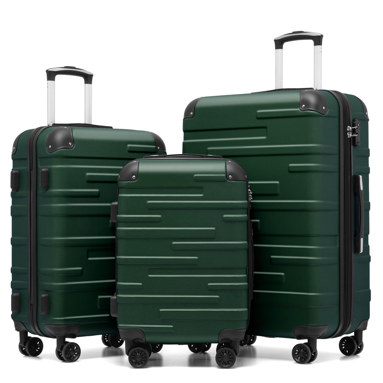 COOLIFE Hartschalen-Koffer Rollkoffer Reisekoffer Vergrößerbares Gepäck (Nur Großer Koffer Erweiterbar) ABS Material mit TSA-Schloss und 4 Rollen