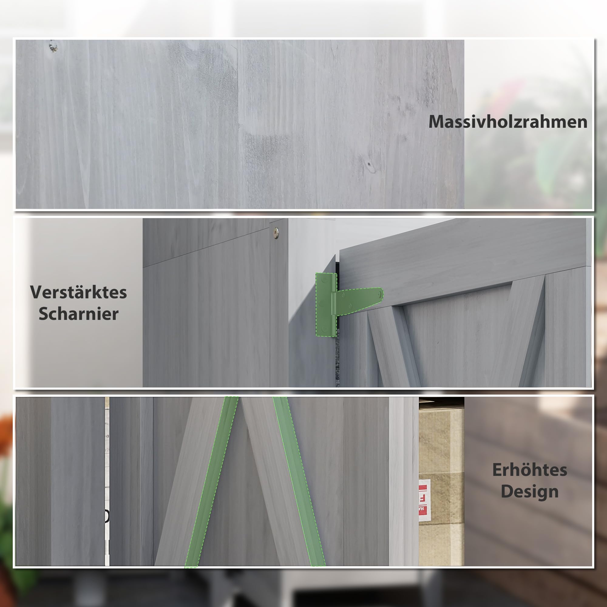 Outsunny Armoire de Jardin Bois 60x60x160cm Gris Clair verrouillable
