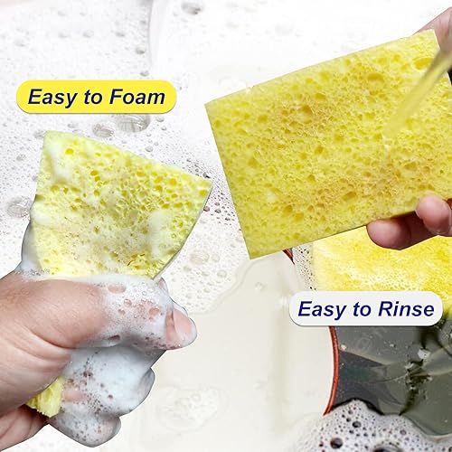 Miniatura 3 de CELOX Esponjas de doble cara impresas con limón, esponja antiarañazos para limpieza de cocina, 4.5 x 2.8 x 0.8 pulgadas (6)