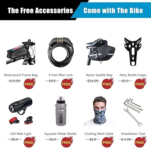 Miniatura 5 de Redfire Bicicleta híbrida, 21 velocidades de cambio, ruedas 700C, marco de aluminio de 1921 pulgadas, bicicleta de viaje urbano para hombres y