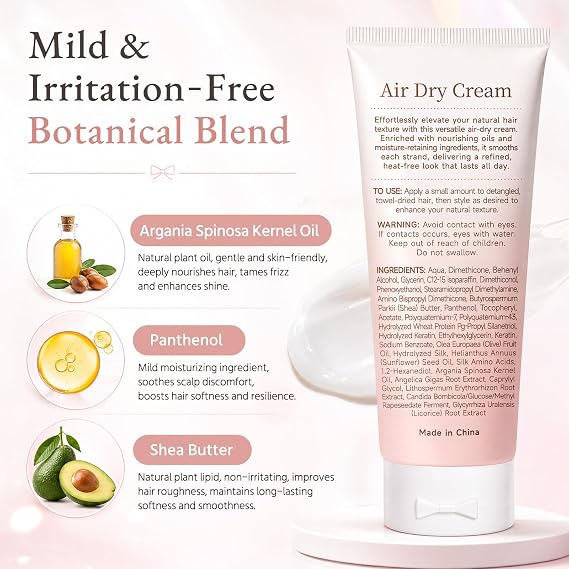 Air Dry Cream for Straight & Fine Hair, Leave In Styling Cream