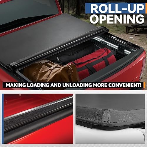 Miniatura 5 de Kit de cubierta enrollable de vinilo suave para camioneta compatible con Frontier de 6.1 pies FleetsideStyleside cama 05-21, negro mate