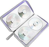 Vista 5 de Funda para CD, soporte para DVD de 96 unidades, de plástico duro, CD y DVD, estuche de almacenamiento para coche, hogar, oficina, viajes (lavanda)