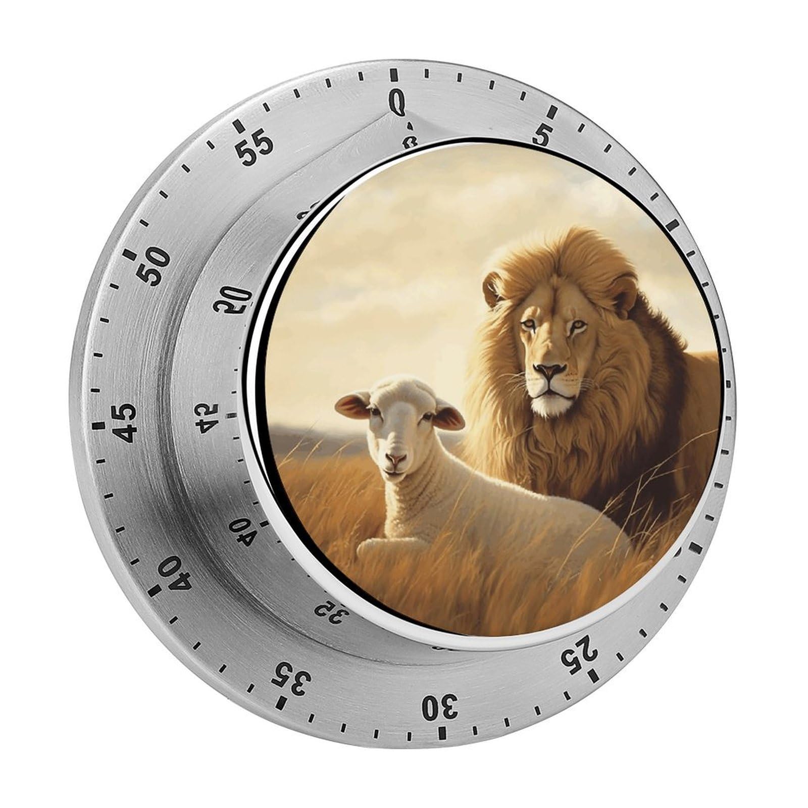 Lion Sheep Visual Timer Chef Cooking Timer Clock with Loud Alarm Mechanical Desk Timers Countdown Reminder Magnetic Exquisite Stainless Steel Body Timers