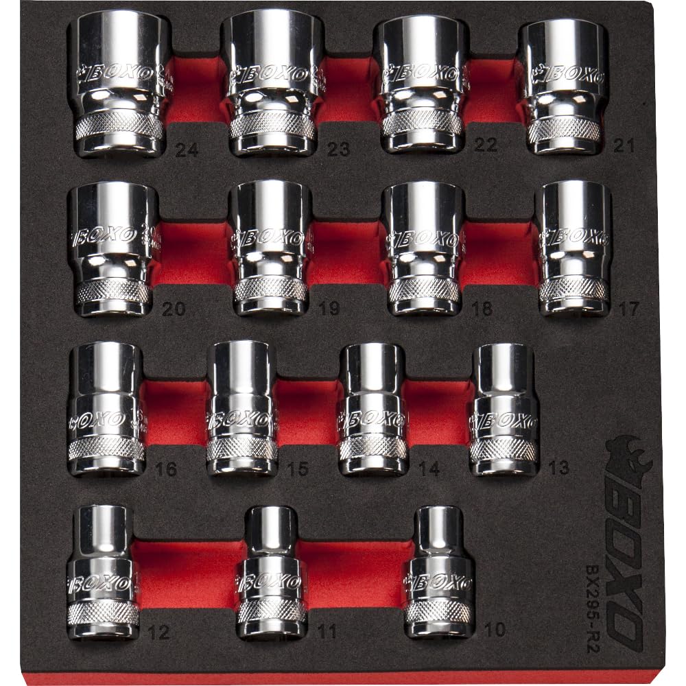 Boxo 1/2" Drive Shallow Socket Set 15 Pce 6 Point Bx295-R2