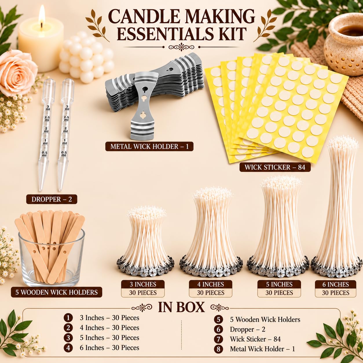 Candle Wicks Kit - Wick120 by BEEWICK -8 Candle Wicks Kit - Wick120 by BEEWICK -8