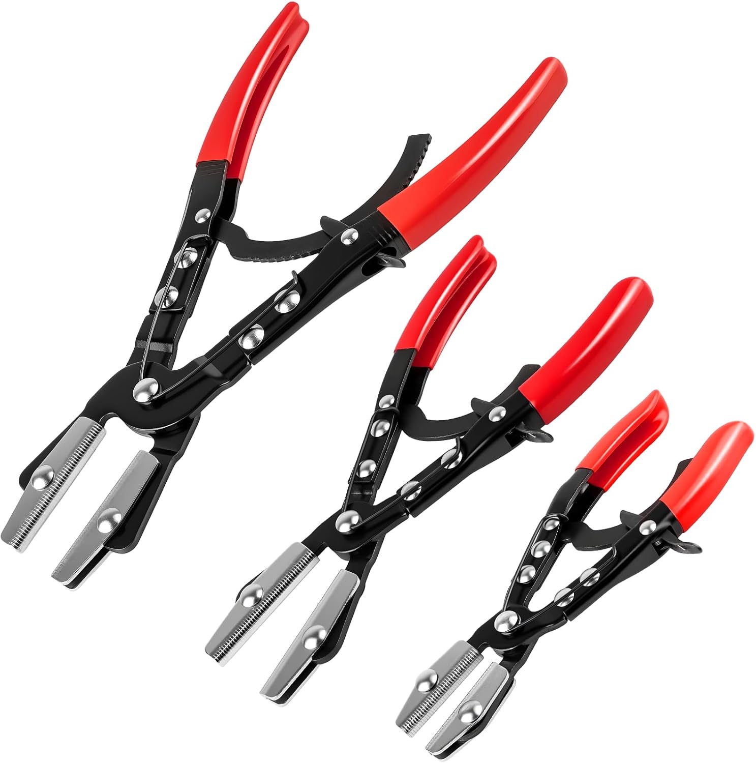3PCS Ratchet Hose Pinch Off Pliers, Upgrade Hose Pinch Pliers Automotive, 8 in, 10", 12inch Locking Fuel Line for Radiator, Heater, Coolant, Fuel Pinch, Flexible Hose