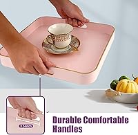Vista 66 de Gifturbo Bandeja negra para servir, bandejas decorativas de mármol con asas, bandeja de mesa auxiliar, bandejas de plástico rectangulares otomanas