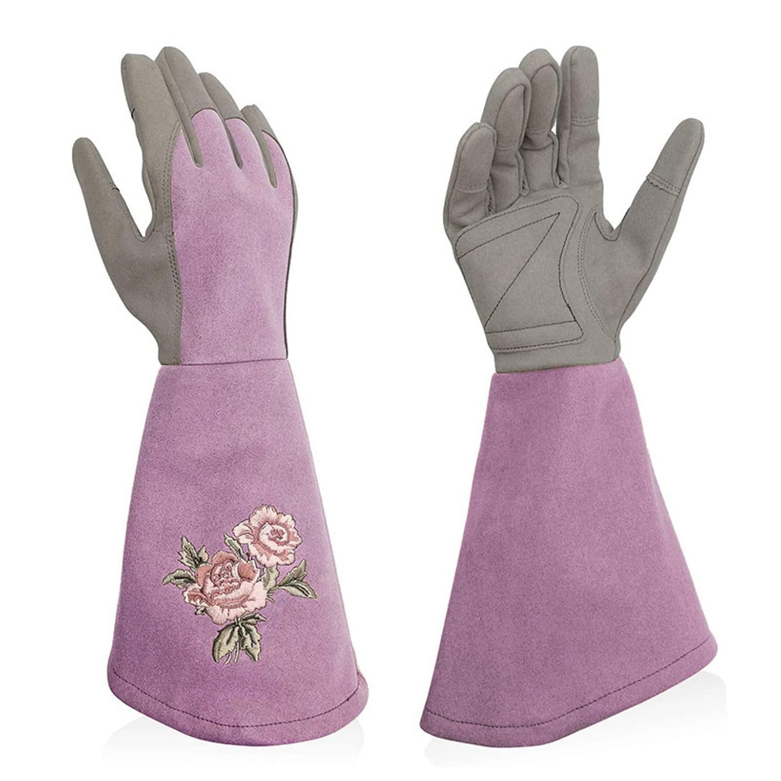 Generico Guanti da giardinaggio extra lunghi rosa da donna, guanti da lavoro in tessuto Oxford resistenti alle spine(Purple-S)