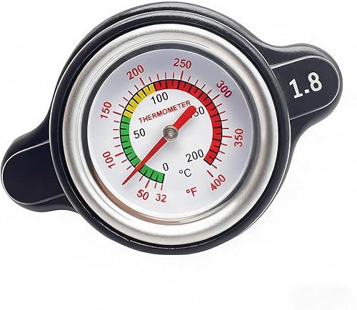 Tapa de Radiador de Alta Presión con Medidor de Temperatura 1.8 Bar 25.6 Psi Compatible con Honda, Kawasaki, Suzuki, Husqvarna Dirt Bike, Yamaha