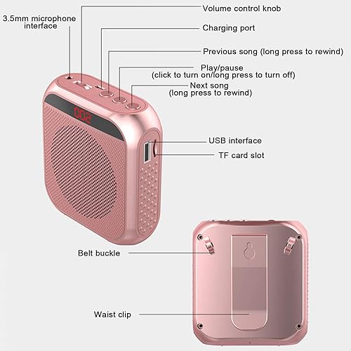 Miniatura 2 de Amplificador de voz para profesores, micrófono portátil recargable con altavoz, sistema de PA portátil para exteriores, enseñanza, reunión,