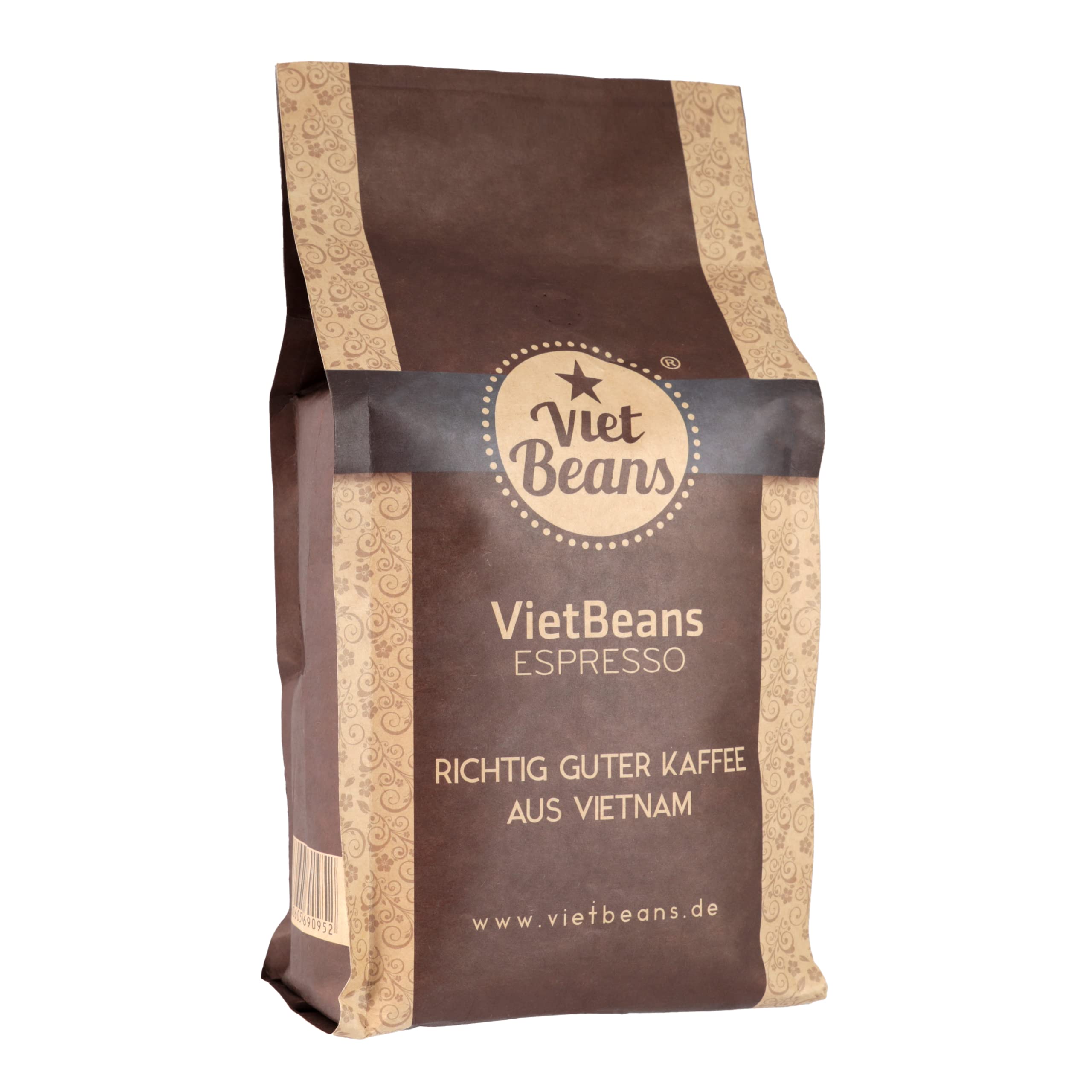 VietBeans Espresso Kaffeebohnen 1kg - Exklusive Hochland Coffee Beans aus Cau Dat - Kaffee Crema mit wenig Säure durch schonende Trommelröstung - Bohnenkaffee ganze Bohnen 1kg