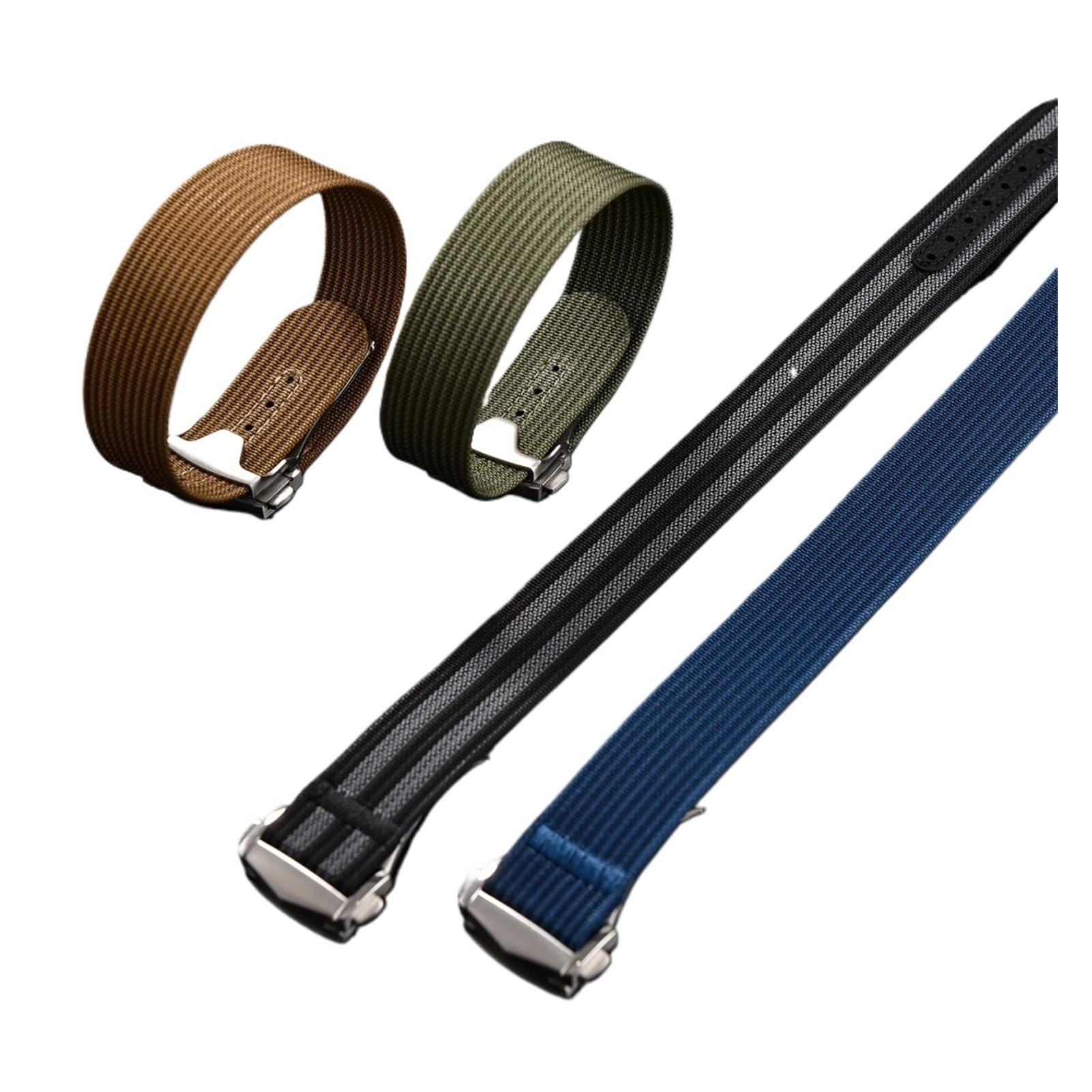 Kompatybilny ze składaną klamrą Omega prążkowany nylonowy pasek do zegarka 18/20/22 mm sportowy pasek do zegarka tkanina FKM gumowy pasek uniwersalna bransoletka