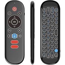 2.4G & Bluetooth Dual Mode Air Mouse Remote Control with 7-Color Backlit QWERTY Keyboard, Voice Control, 6-Axis Gyro, Dual-Sided Rechargeable mini Keyboard for Android TV Box, Smart TV, PC, Projector