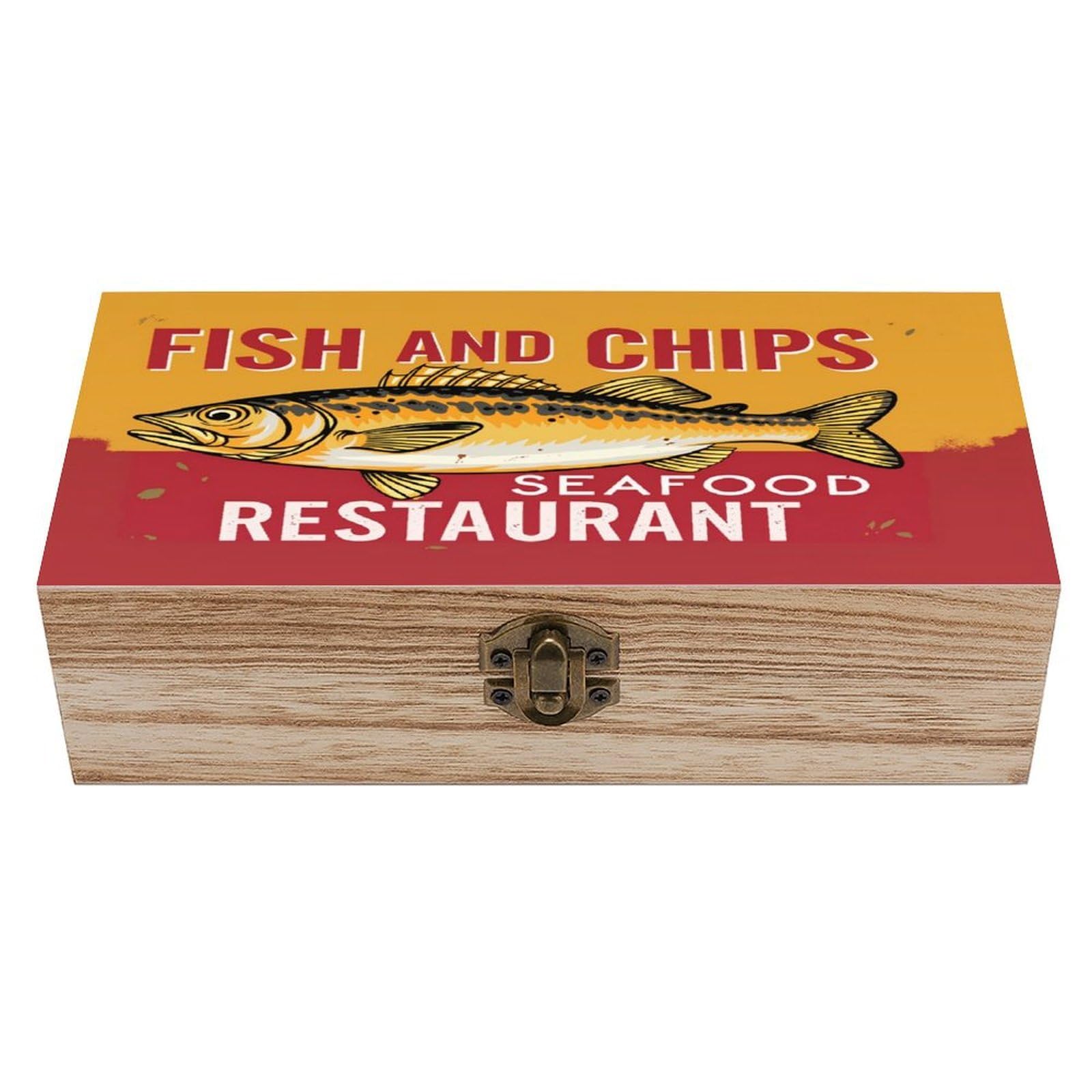 asbwuo Vintage Fish Vintage Wooden Keepsake Box