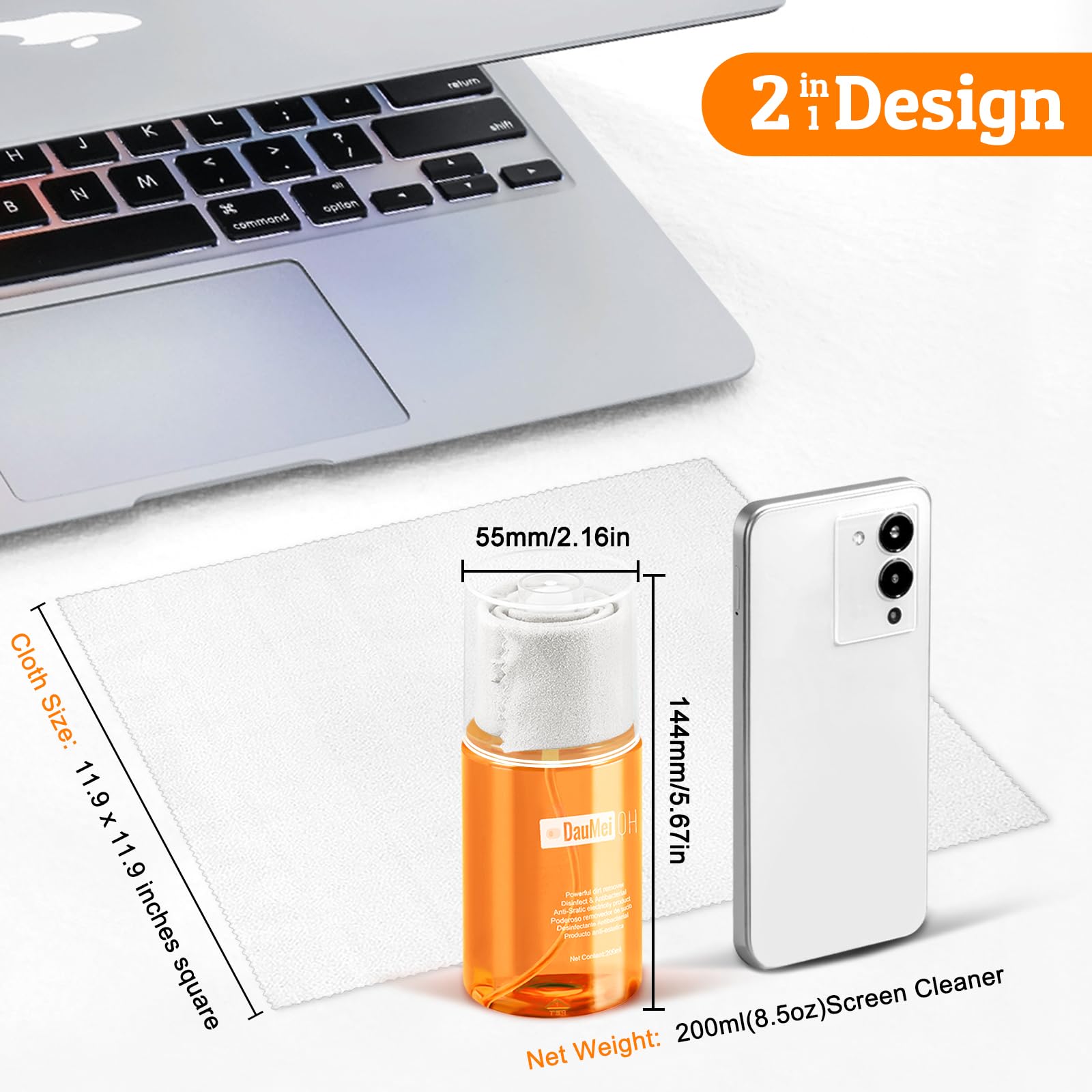 Spray Nettoyant Pour écrans DauMeiQH - Nettoie TV, Smartphone, Ordinateur Et Lentilles - Kit Avec Chiffon Microfibre Inclus
