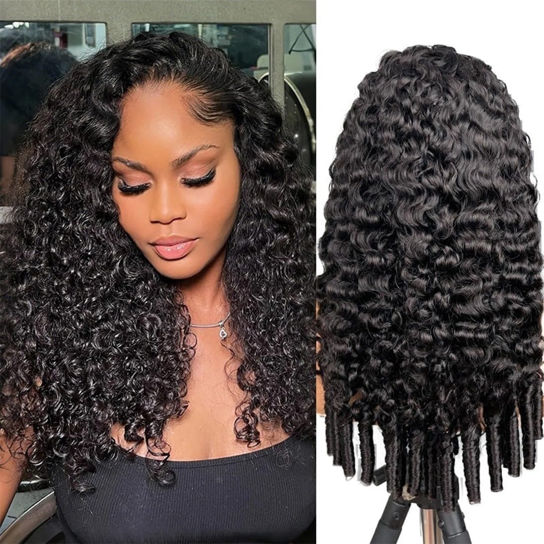 Photo 1 of ALYBIT 28 Inch Body Wave Full Frontal Black Wigs for Women 200% Density 12A Brazilian Hair Pre Plucked With Baby Hair