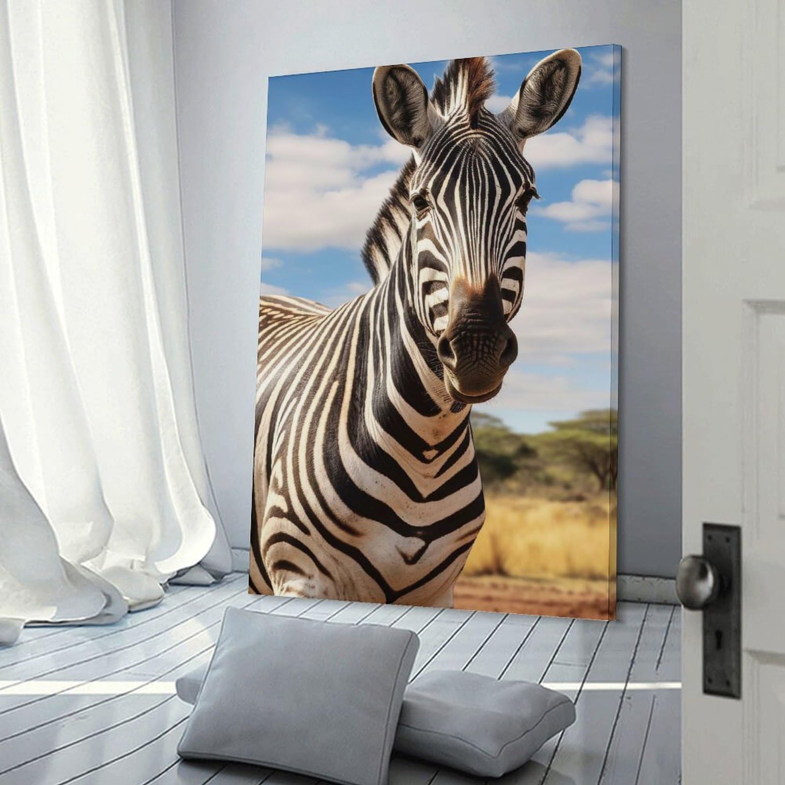 Junmoney Frame-Style-13 Zebra Canvas Wall Decor, 12X18inch(30X45cm), For Wall Displays, Bedrooms Or Room Updates, Wall Decor Suited To Curated Displays