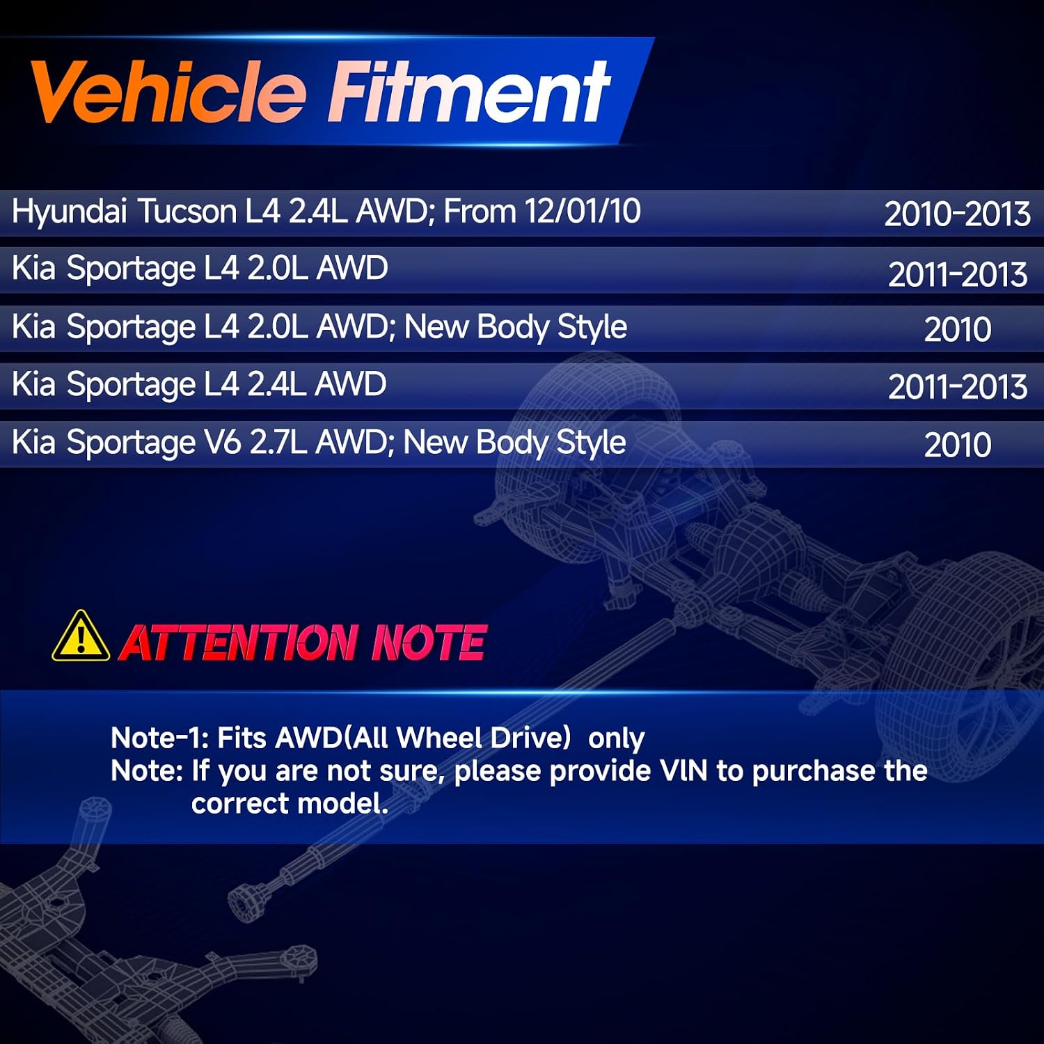 65-3508 Rear Drive Shaft (80.47‘’-78.82‘’) Prop Shaft Driveshaft Assembly Fit for Hyundai Tucson Kia Sportage 2010 2011 2012 2013, AWD