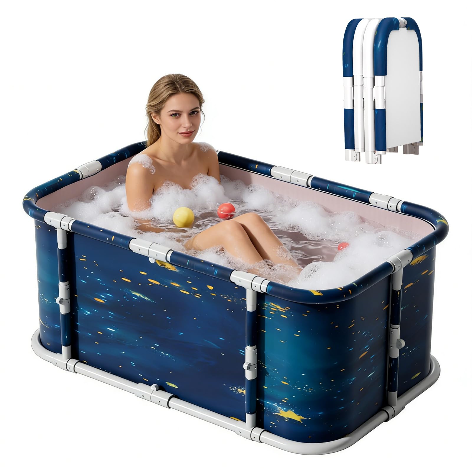 YYW Foldable Ice Bath Tub, Large Portable Soaking Bath Tub for Home Outdoors Gyms (Cosmic planets)