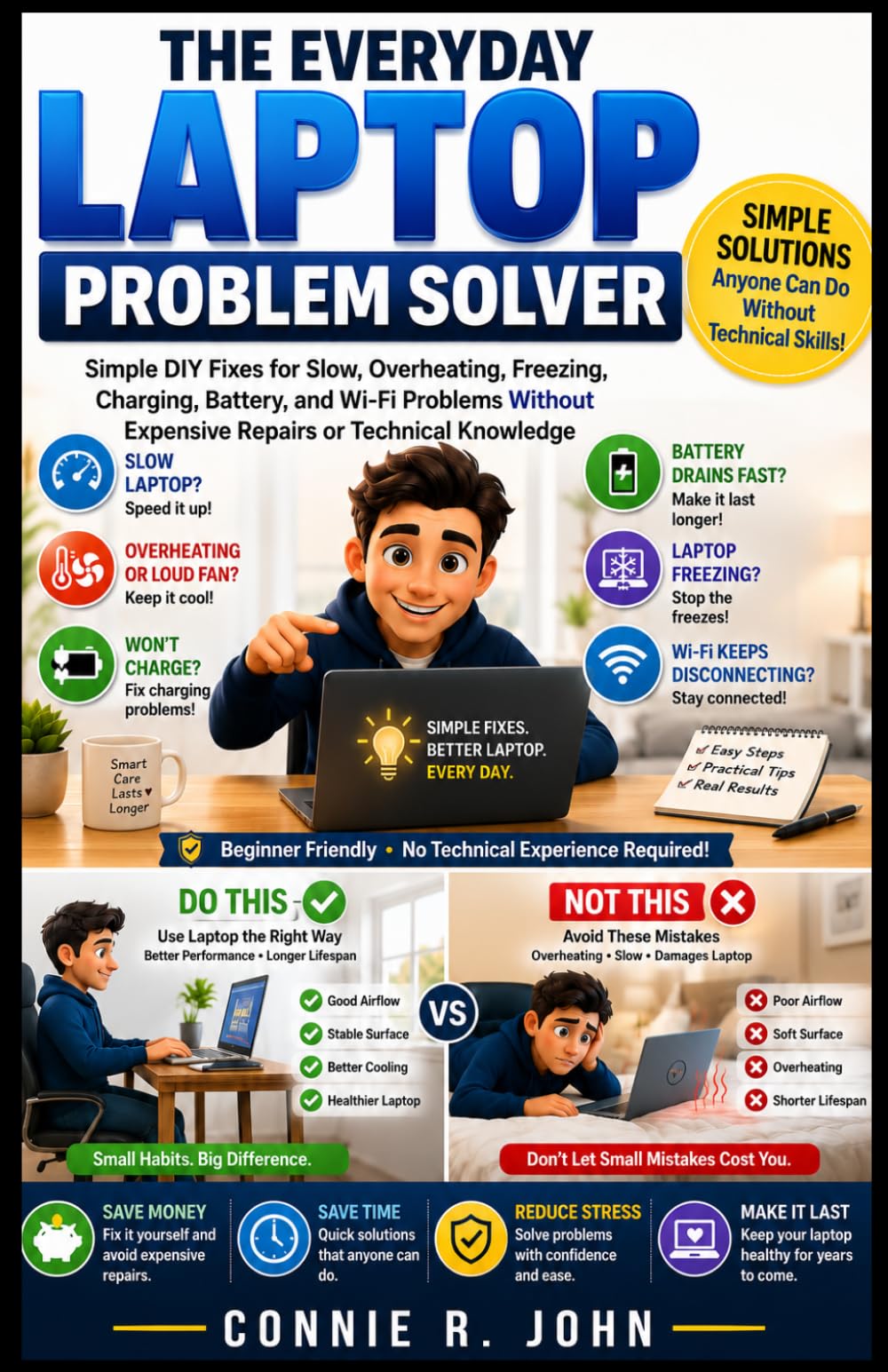 THE EVERYDAY LAPTOP PROBLEM SOLVER: Simple DIY Fixes for Slow, Overheating, Freezing, Charging, Battery, and Wi-Fi Problems Without Expensive Repairs or Technical Knowledge