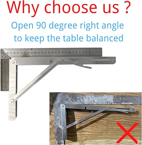 Miniatura 2 de Soportes plegables para estantes de 22 pulgadas, carga máxima 550 libras, soporte de estante plegable de acero inoxidable, soporte de mesa plegable