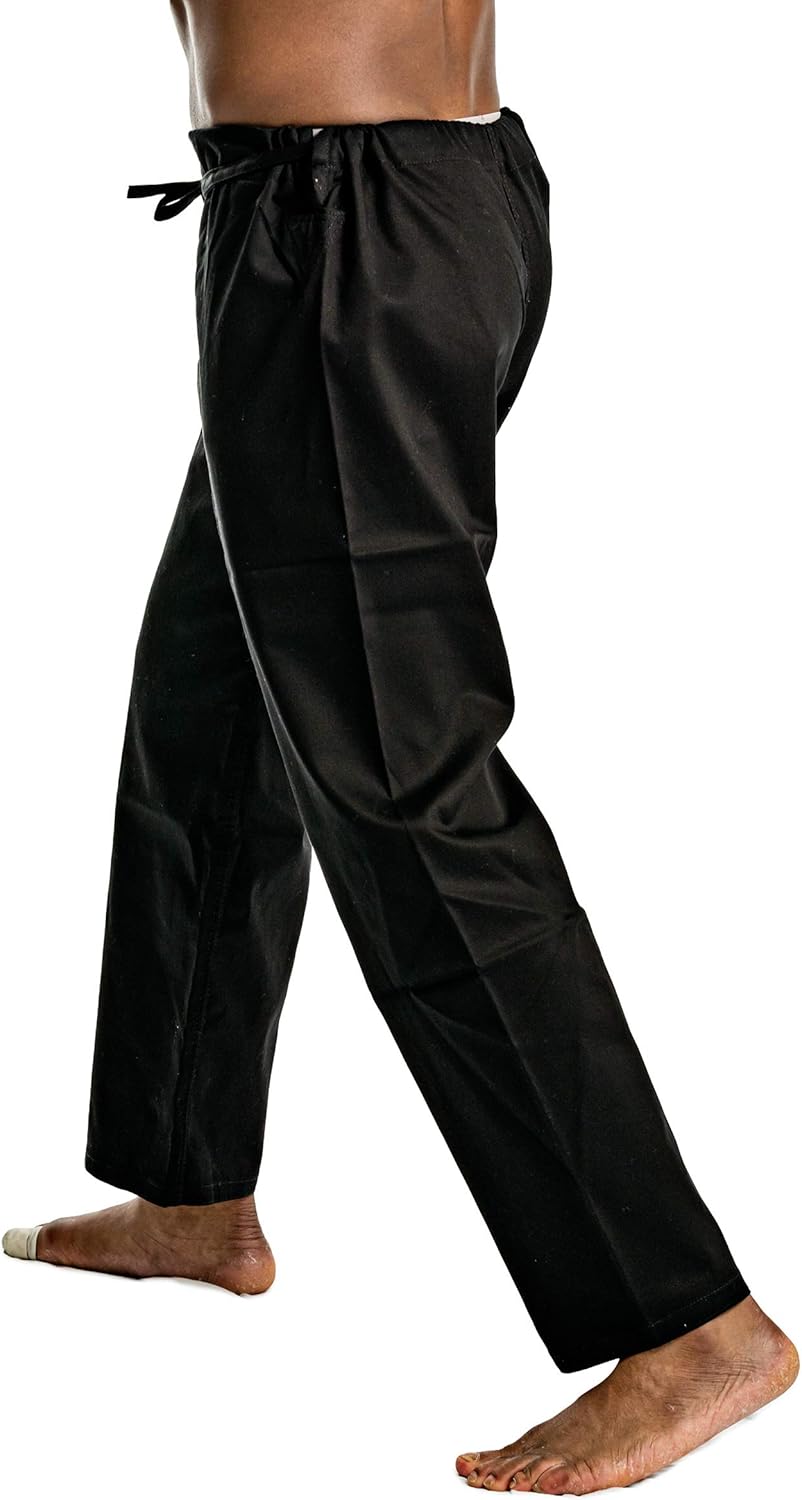 Ronin Medium Weight Karate Pants 100% Cotton 8oz – Traditional Drawstring – Black & White – Quality & Comfort for Training - Image 4