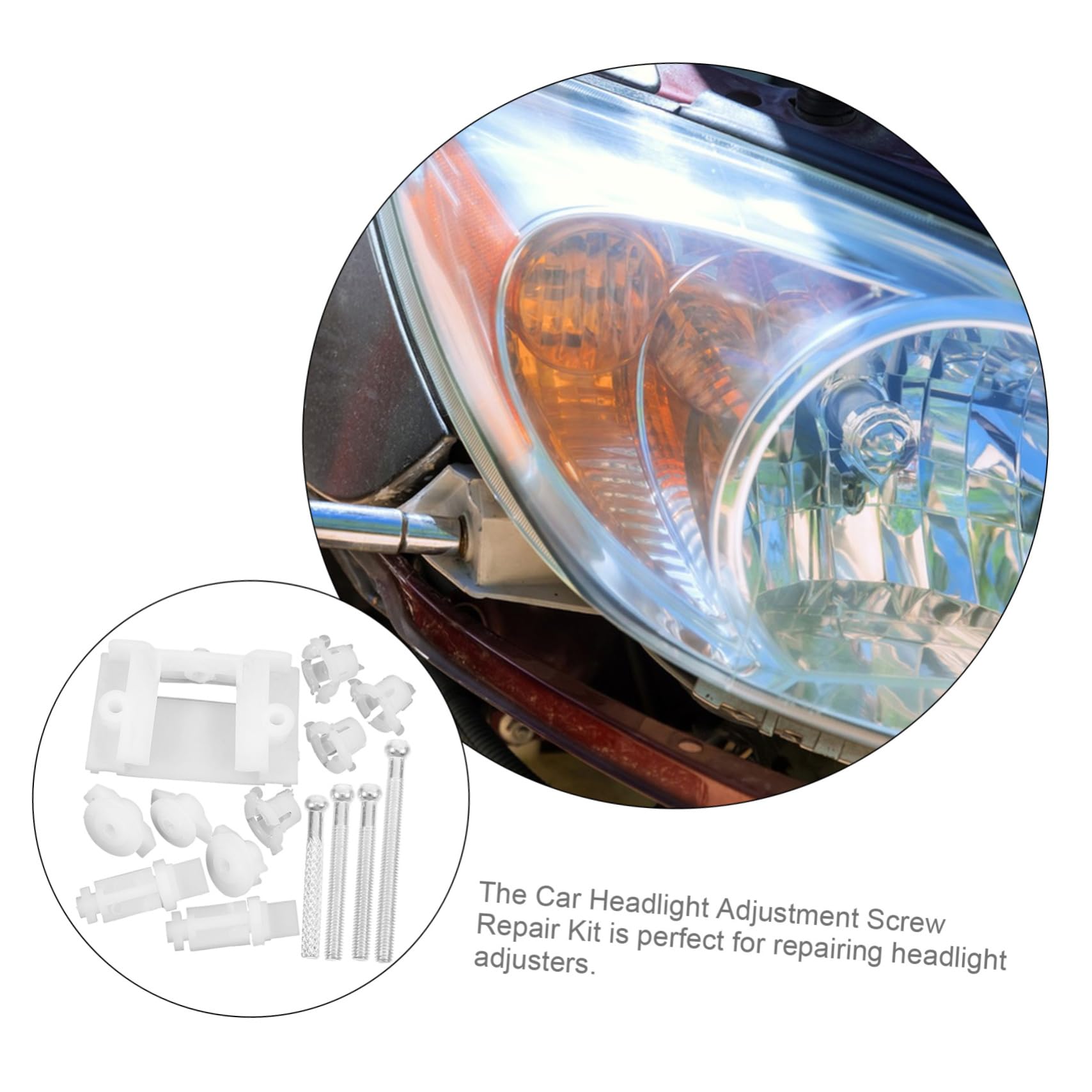 Unomor Headlight Top Adjuster Screw Repair Kit Plastic Iron Easy to Use Essential Car Part