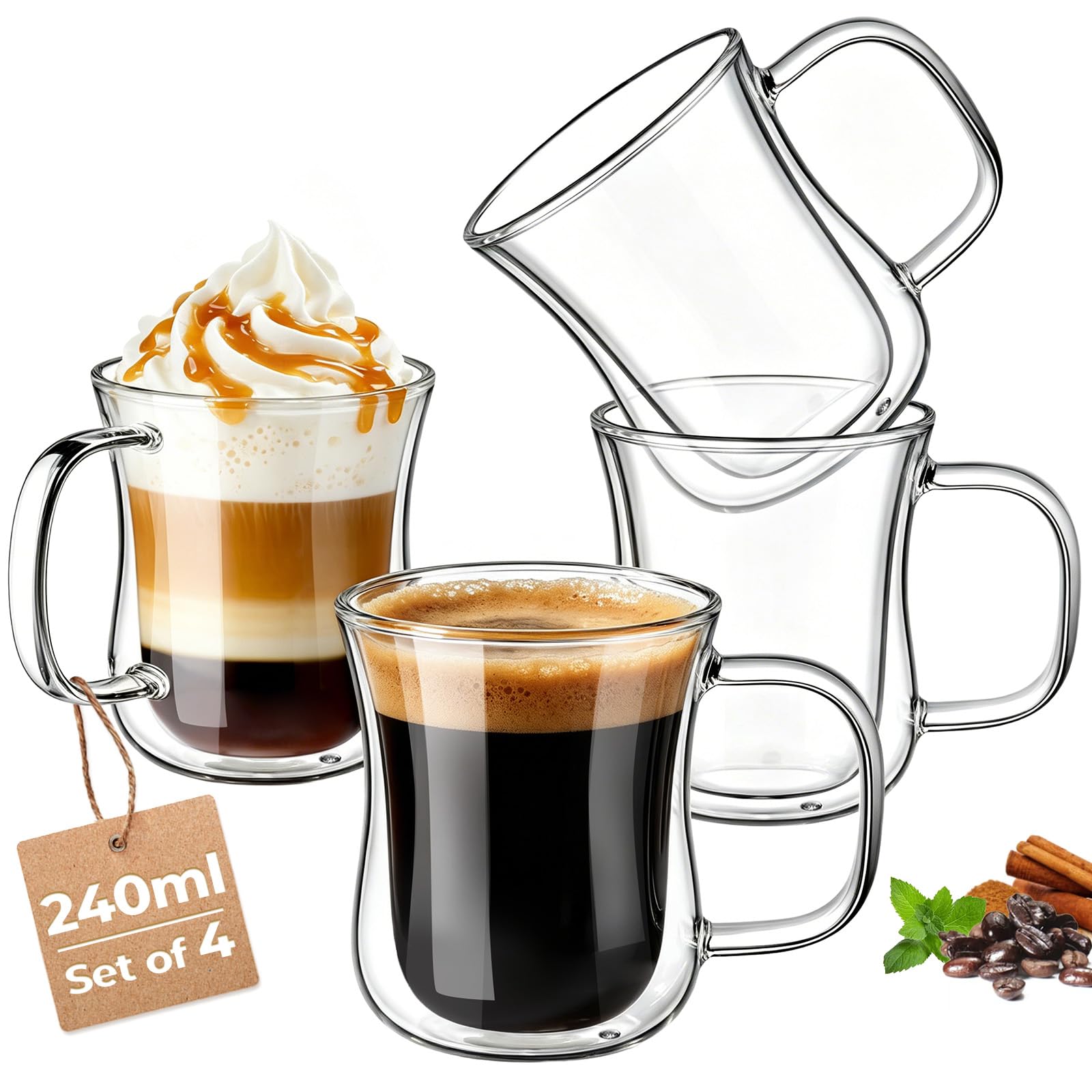 Tasses à café double paroi : finis les cafés froids et les mains brûlées grâce au verre isolant