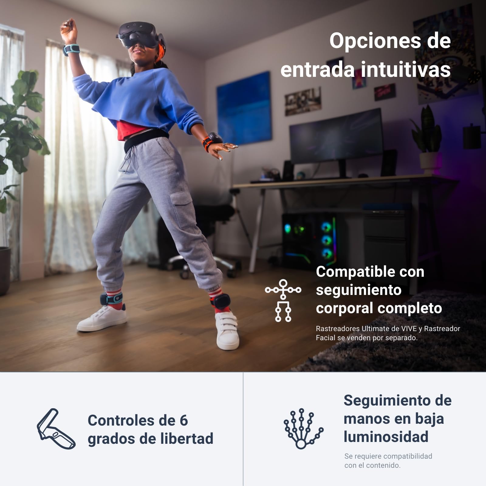 HTC Vive Focus Vision: Auriculares VR para PC y Realidad Mixta + Controladores, Negro, Compatible con el Modo DisplayPort, Compatible con Ordenador Personal, Vive OS
