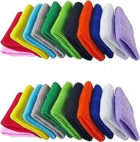 NSBELL 24PCS Colorful Cotton Sports Wristbands - Sweatbands for Men Women, Tennis Basketball Running Gym Workout (12 Pairs)