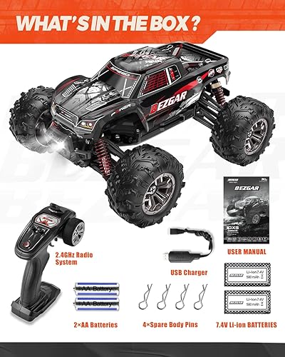 Miniatura 6 de BEZGAR Camión de control remoto-9145 de alta velocidad para todos los terrenos todoterreno RC Monster Car más tiempo de funcionamiento extendido