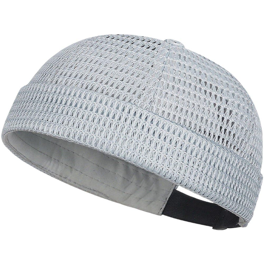 Baokuan Mens Mesh Brimless Cap with No Brim, Summer Docker Cap Beanie Hat Flip Sailor Skullcap Breathable