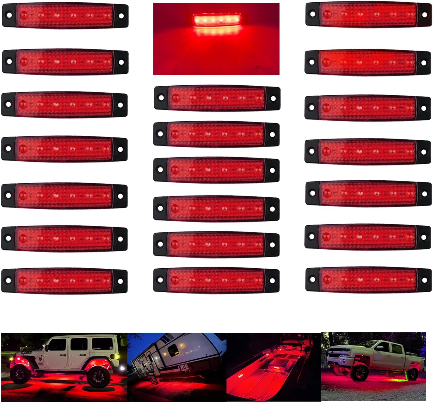 20 Pcs Rock Lights Purple Strip Lights Wheel Fender Well Underglow Led Lights for Cars Exterior Side Marker for Truck Golf Cart Wrangler RV RV SUV Offroad