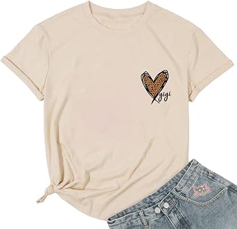 Grandma T-Shirt for Women Bible Verse Nana Gigi Mothers Day Cute Heart Print Graphic Short-Sleeve Top