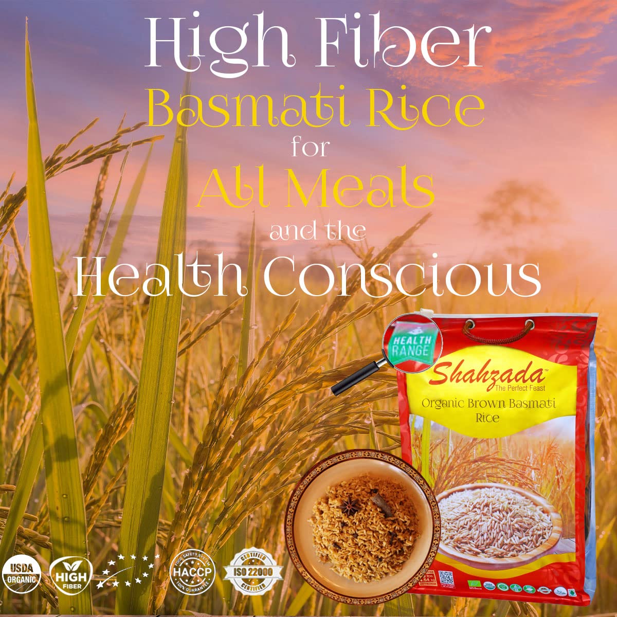 USDA Organic Brown Basmati Rice by Shahzada Foods – High Fiber, Low GI, Gluten Free, Non-GMO, Vegan & Halal Authentic Basmati from Punjab Pakistan – 10lbs bag with Zipper for Freshness image 4