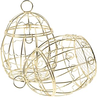2pcs Golden Hollow Wire Bird Feeder Cage Hanging Ring