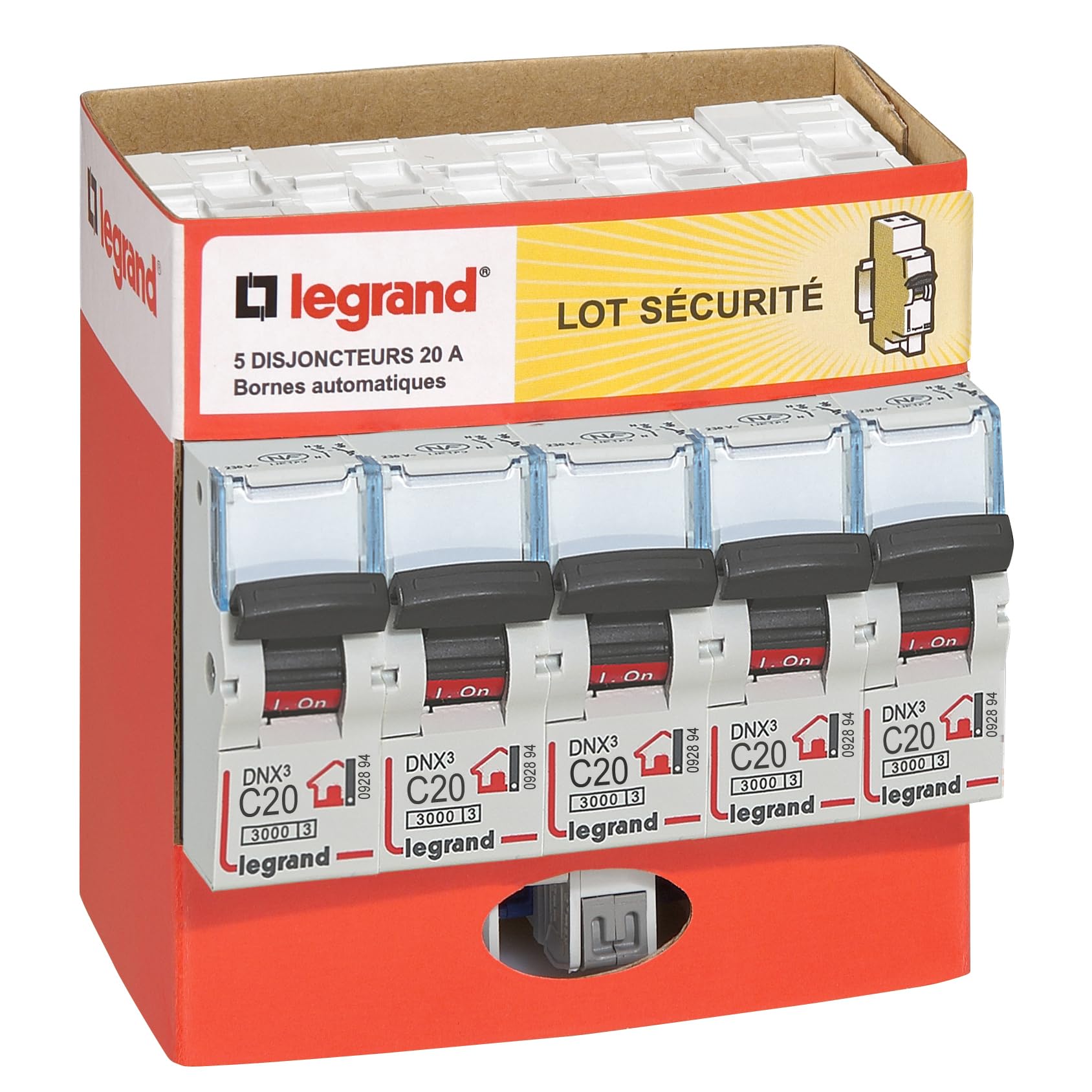 LEGRAND | Multipack 5 Disjoncteurs 20A, Arrivée Haute Et Sortie Basse Par Bornes Auto, Alimentation Par Peigne, Visualisation Immédiate Du Circuit Défaillant
