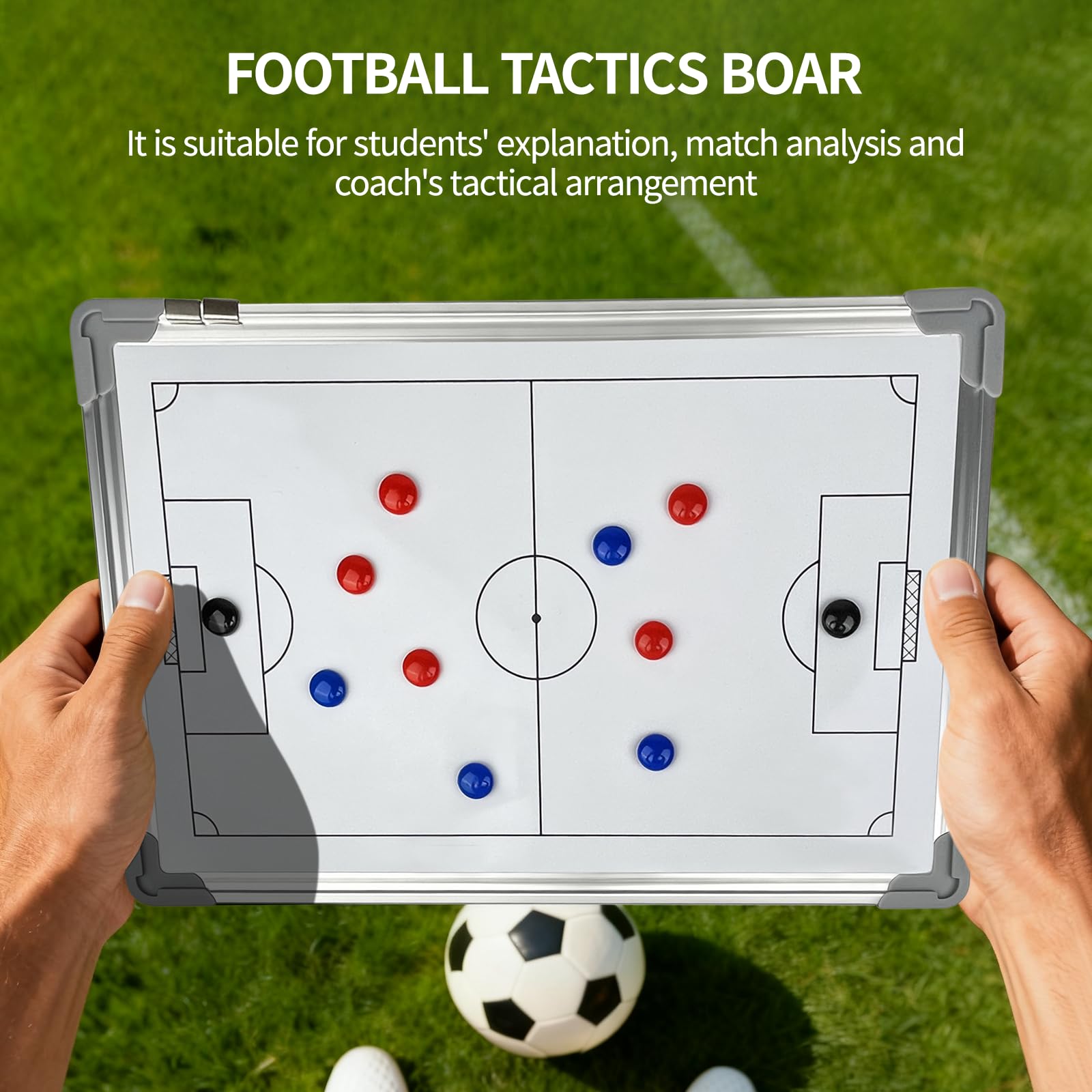 Lavagna Tattica Calcio, Lavagnetta Magnetica, Cartellina Allenatore con Penna Magneti e Accessori, Football Coaching Board, per Insegnare e Formazione, Tattiche e Strategie