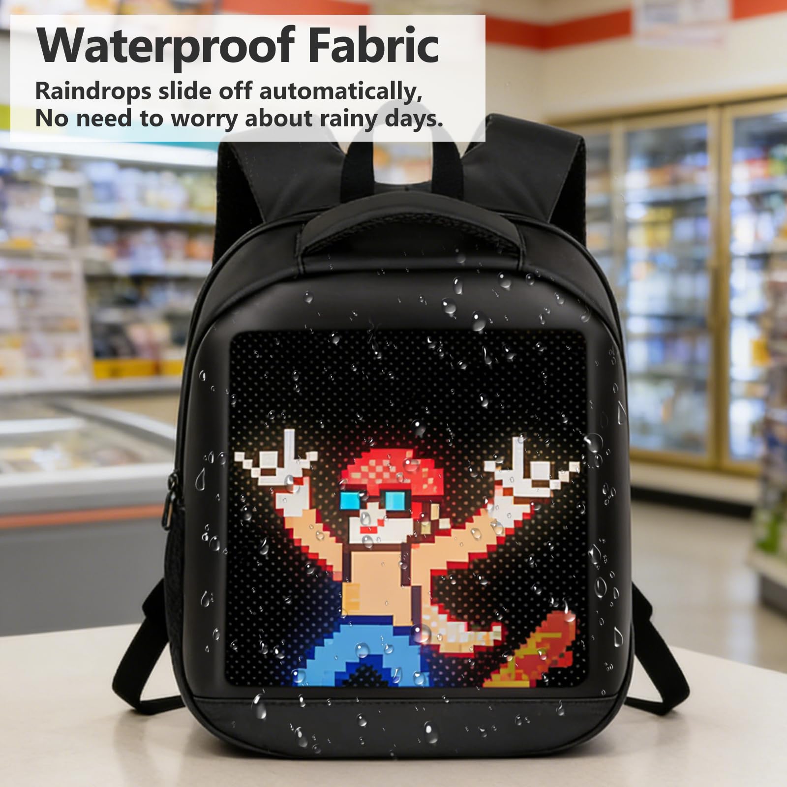 LED Mochila con Control Mediante Aplicación, Mochila Portatil avc Cubierta Impermeable, Pantalla Digital Programable, Alimentada por USB, Ligera y Duradera Mochila Trabajo para Hombres y Mujeres