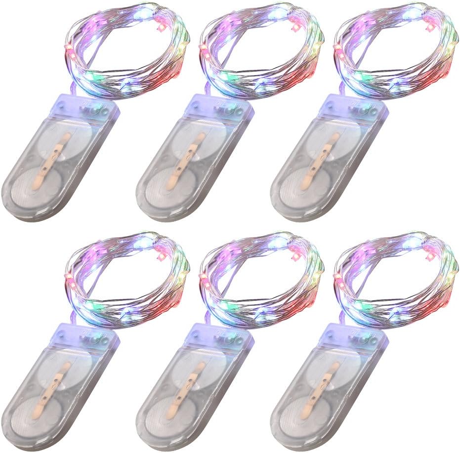 iBeefairy Pack of 6 LED Starry String Lights Fairy Light Battery Operated 6.6ft 20 LEDs Fairy Lights for Wedding Centerpiece Outdoor Homes Party(multi color)
