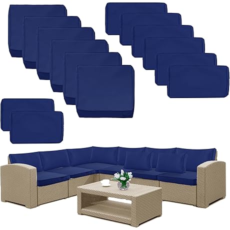 14 Pack Outdoor Cushion Replacement Covers, 7 Pieces 6 Seater Patio Cushion...