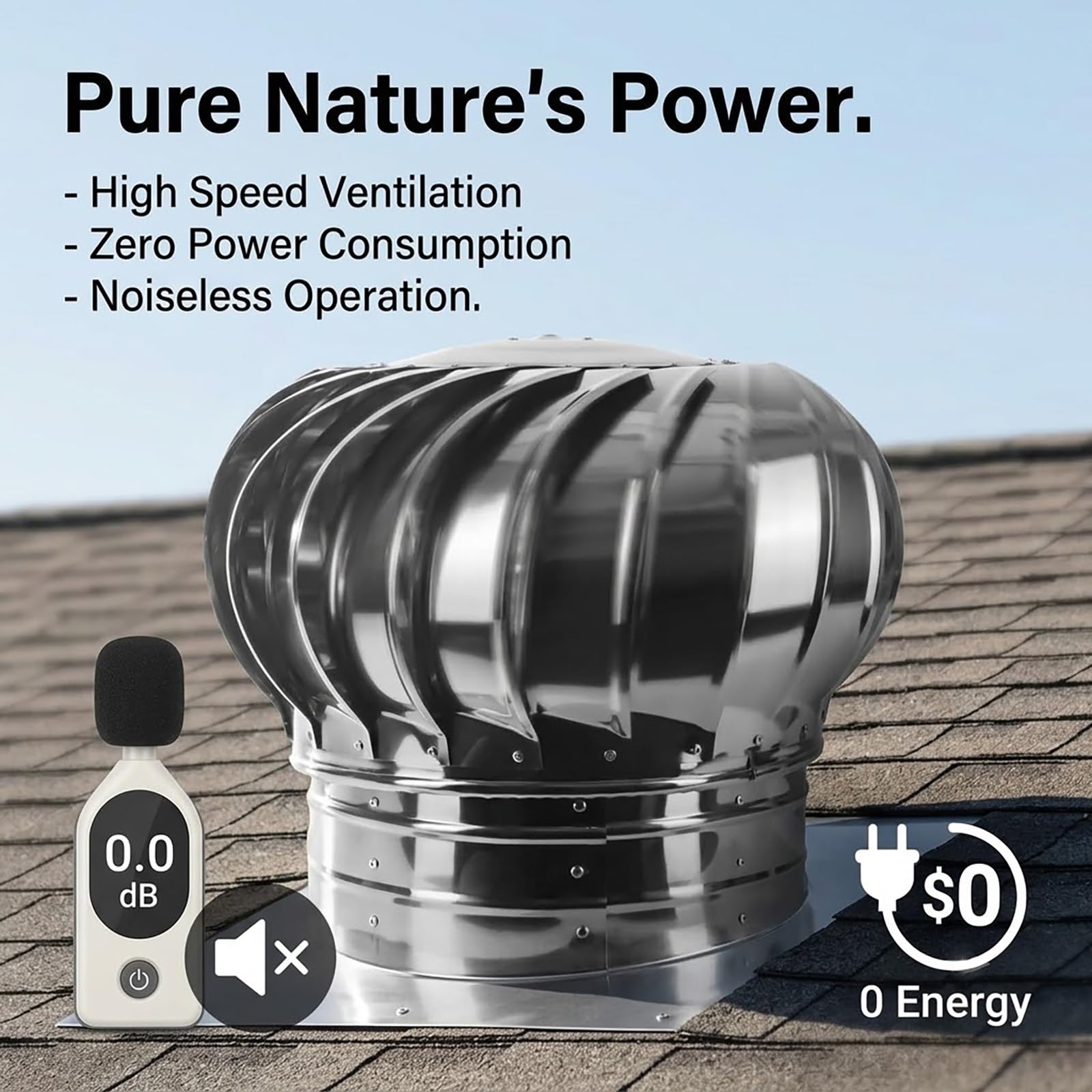Sombrerete Chimenea Giratorio Acero Inoxidable 304 Extractor De Humos | 75-500mm Sombrero Eolico Anti-tirante Antilluvia para Techo Estufa Evacuación Ventilación Mejorada Fácil De Instalar(350mm)