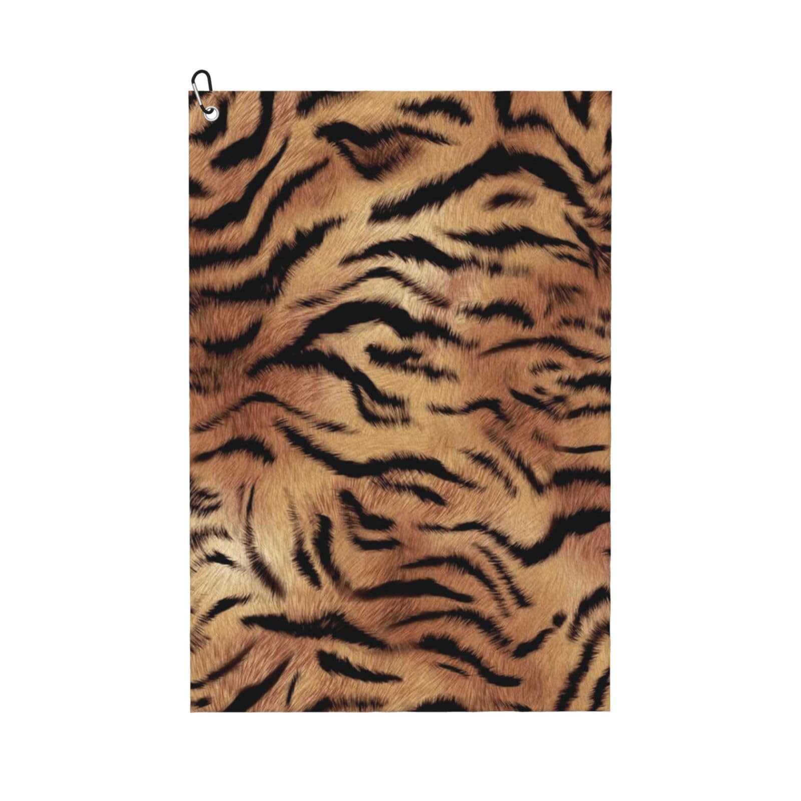 Hnnkloy Tiger Print, 16x24 in Portable Waffle Golf Towels with Carabiner Clip for Golf Bag