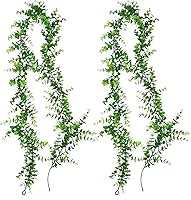 Vista 10 de Guirnalda de eucalipto artificial, decoración de hojas de seda sintética, aniversario, compromiso, fiesta, boda