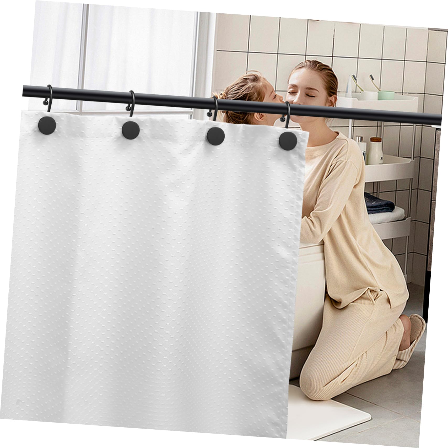 balacoo 12pezzi Ganci per Tende da Doccia in Ferro unità Neri Superficie Liscia per Facile Scorrimento Adatti Maggior Parte delle Aste Standard per Tende da Bagno