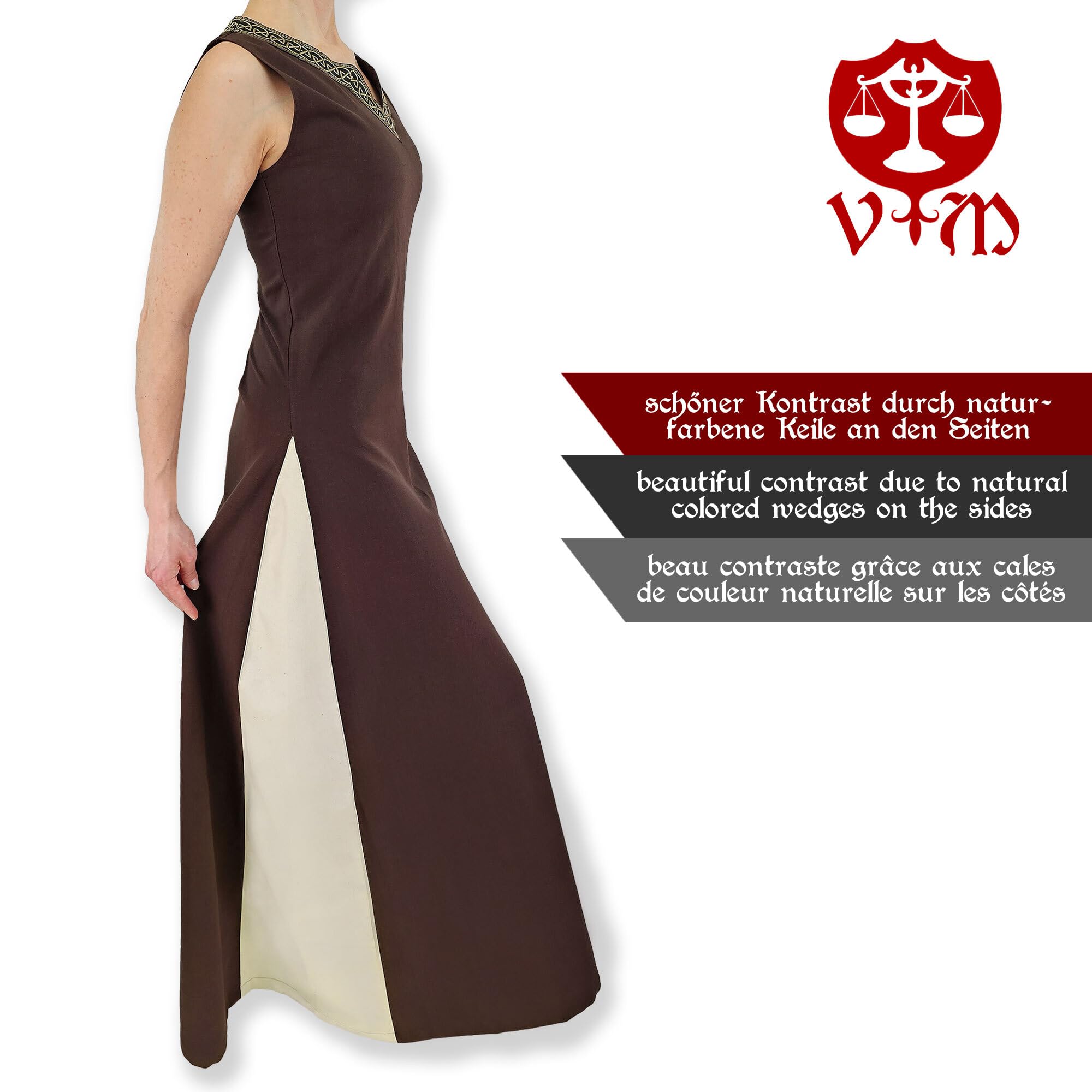Mittelalter Kleid mit Schnürung ärmellos Juta-zweifarbig-ver. Farbvariationen-Mittelalter, LARP, Reenactment