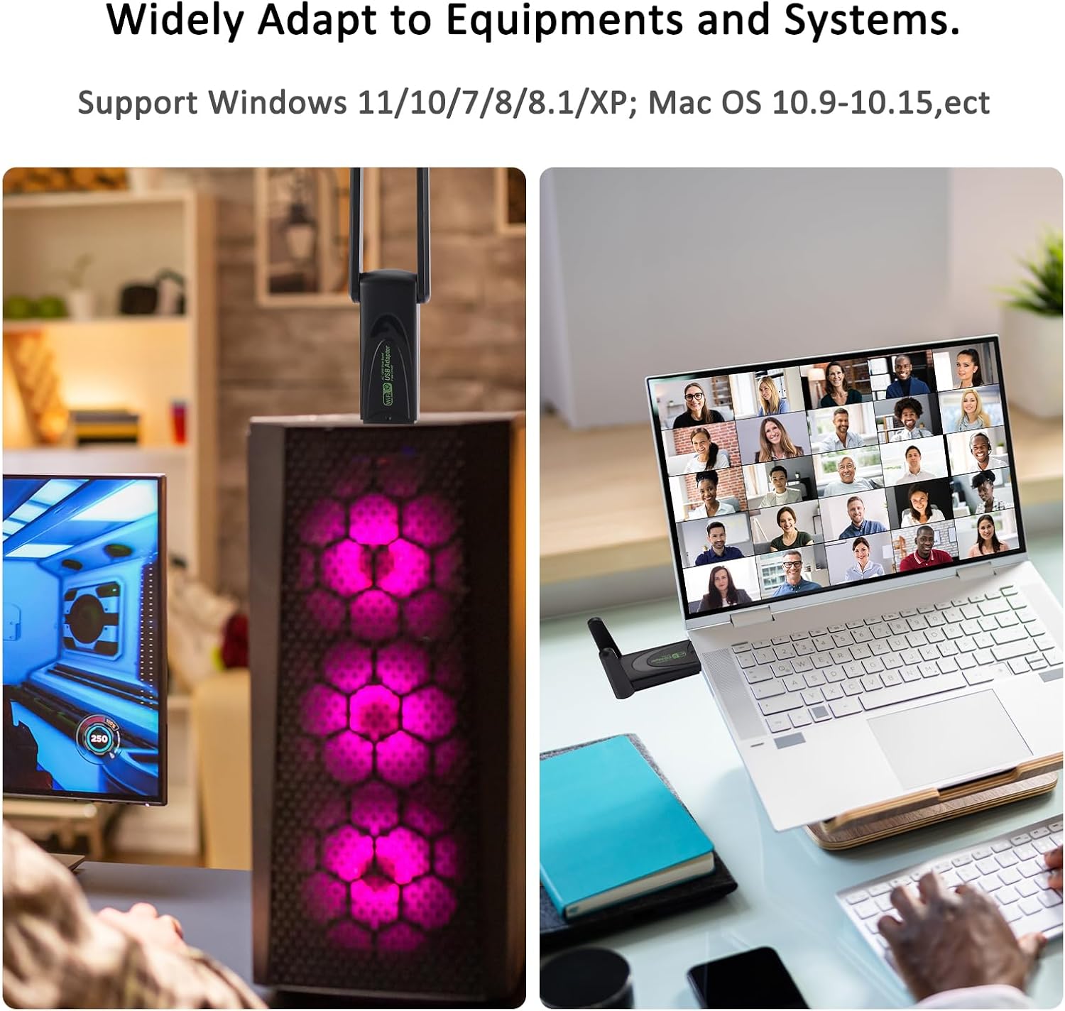 USB WiFi Adapter for Desktop,1300Mbps WiFi USB 3.0 Dual Band 5G/2.4G Dual Antennas,Wireless Network Adapter for Desktop Laptop PC,Supports Windows 11/10/8.1/8/7